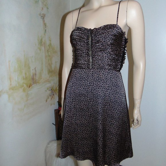 Jill Stuart Women's Black & Pink Hearts Spaghetti Strap Mesh Sheath Dress Sz S - Picture 2 of 9